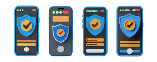 Secure Mobile App Interface Design Protection Shield Check Mark