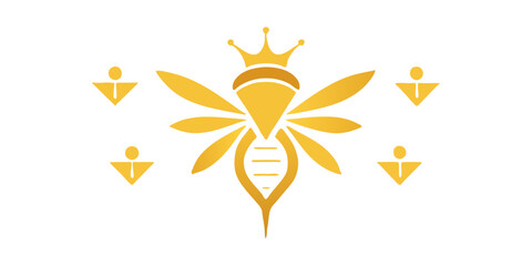 Golden bee with crown isolated on white background a royal and elegant design for logo, decoration, and branding projects with a vintage aesthetic and luxurious touch