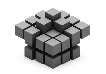 Obraz premium Geometric cube structure isolated on white background