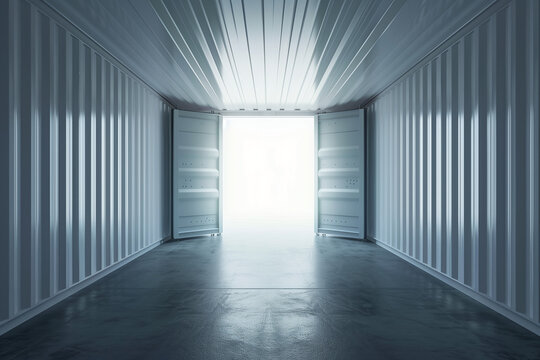 View inside an empty container ready for loading.