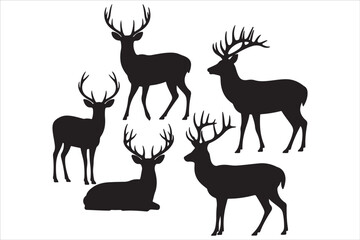 Fototapeta premium Deer Hunting Scene EPS | Dad and Son Hunting Silhouette | Hunter with Dog Vector File
