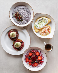 A stunning gourmet breakfast with delicious eggs and fresh, vibrant