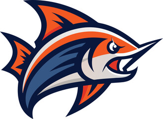 Aggressive marlin mascot logo design