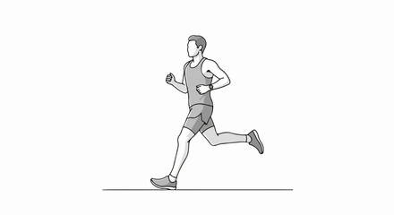 Running Man in Athletic Wear, Line Art