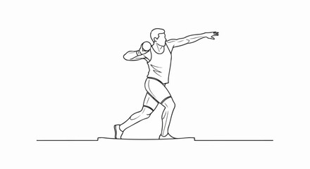 Line Art Illustration of a Shot Put Athlete in Action