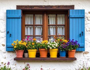 Obraz premium Colorful window with flowers (1)