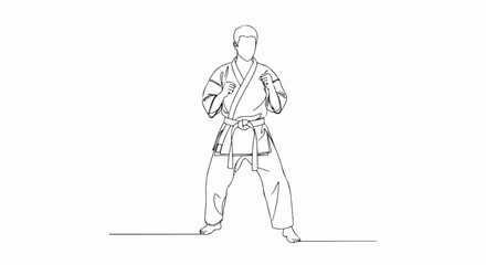 Line Drawing of Karate Practitioner in Stance