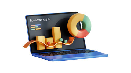 Business Insights Data Analysis Laptop Charts Graphs