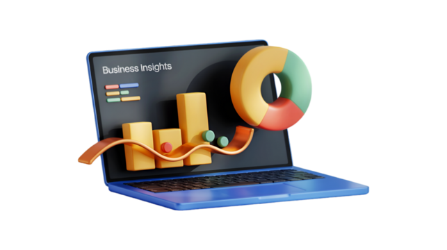 Business Insights Data Analysis Laptop Charts Graphs