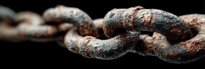 Rusty metal chain links against a dark background capturing the essence of durability and time