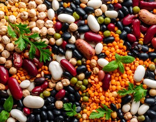 Colorful mix of various legumes