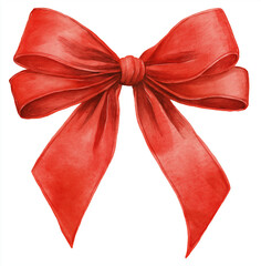 A watercolor illustration of a bright red festive christmas bow tie art © Maryam