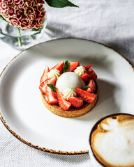 Indulge in a Delicious Strawberry Tart paired with Coffee and