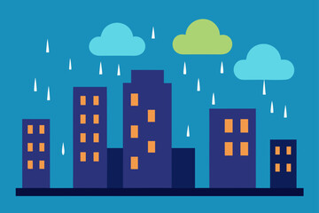 Obraz premium flat design rain city streets
