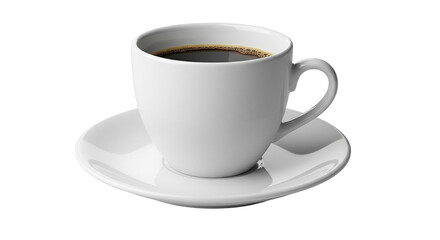 Obraz premium Classic White Cup of Coffee on Saucer | Isolated on Transparent & White Background | PNG File with Transparenc 