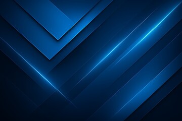 Futuristic blue geometric abstract background with layered diagonal lines, glowing edges, and modern light effects creating a sleek high-tech digital design pattern