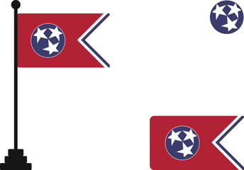 Naklejka premium Tennessee State Flag Vector Set with Emblem, Pole, and Flat Banner on White Background