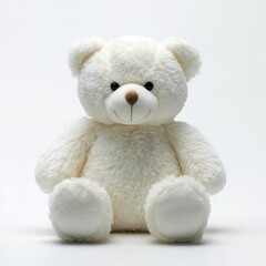 A plain white teddy bear simple, classic design, isolated on a pure white background. Toy, comfort.