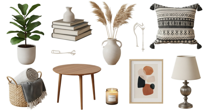 Home decor items png cut out set	
