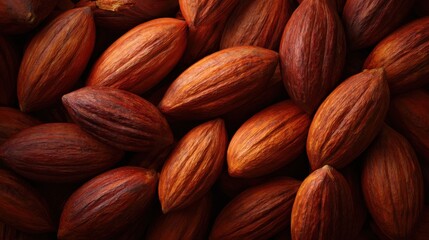 Fototapeta premium Overlapping Cocoa Pods with Rich Brown Texture in Natural Arrangement