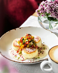 Indulge in Delicious Crepes Accompanied by Fresh Salsa and a