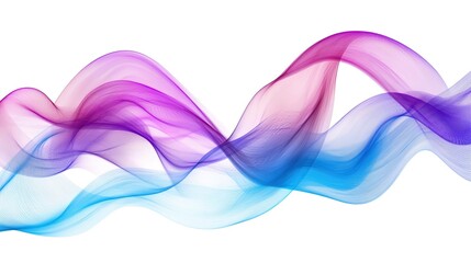 Abstract Wavy Flowing Colors on White Background 