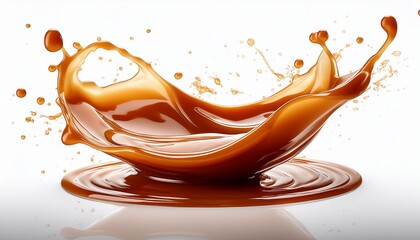 Caramel sauce splash isolated on white background with clipping path
