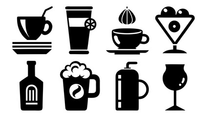 drinks silhouette vector set,drinks icon set