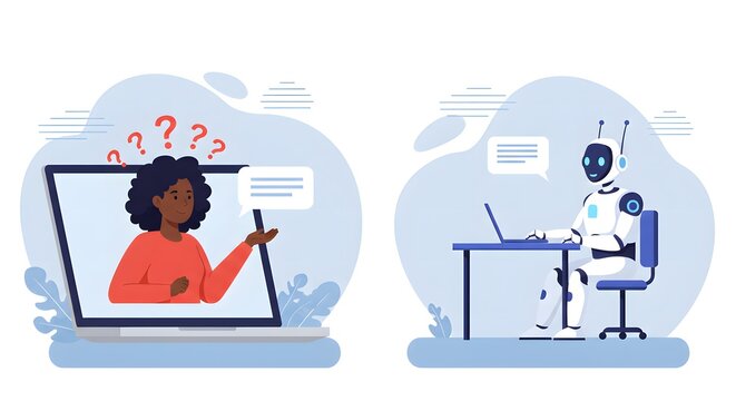 AI robot assisting person online, the era of artificial intelligence