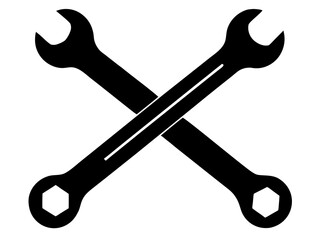 two crossed wrench silhouette vector,wrench icon,wrench  icon