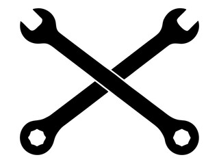 two crossed wrench silhouette vector,wrench icon,wrench  icon