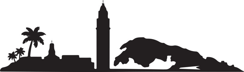 Dominican Republic Skyline Silhouette Vector on White Background