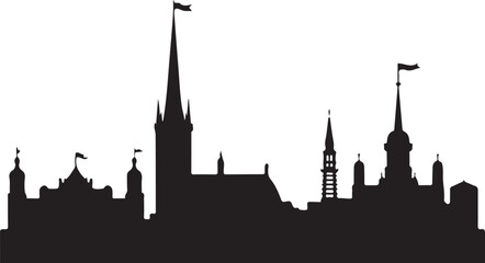 Fototapeta premium Estonia Skyline Silhouette Vector on White Background