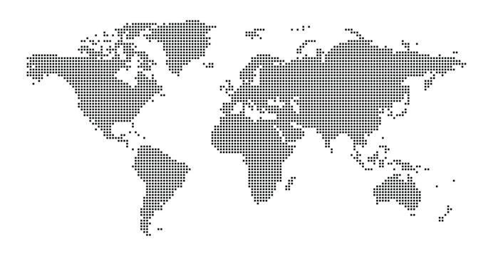 Vector Rectangle Dotted World Map Outline Illustration