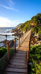 Obraz premium Coastal wooden suspension bridge