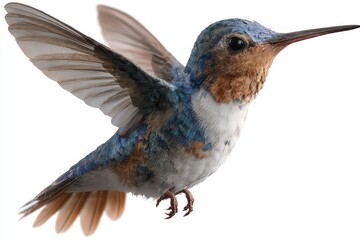 Obraz premium Collection of vibrant hummingbirds captured in detail with bright plumage isolated on a white background for educational and artistic purposes