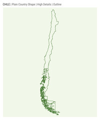 Fototapeta premium Chile plain country map. High Details. Outline style. Shape of Chile. Vector illustration.
