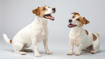 Jack Russells on studio background