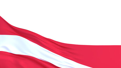 Swaying Austria flag. Isolated on white color. 3d rendering.