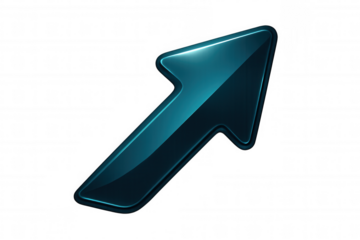 Shiny blue arrow pointing up on a transparent background, perfect for indicating growth, progress, or direction
