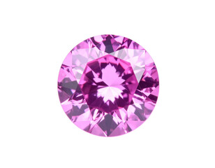 Fototapeta premium Round Pink Sapphire with Light Reflection, White Background