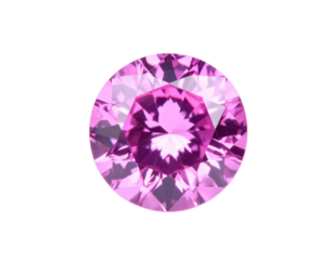 Round Pink Sapphire with Light Reflection, White Background