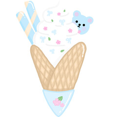 ice cream cone with teddy bear