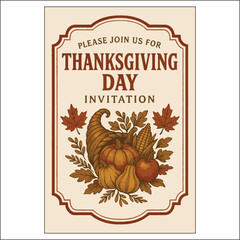 Thanksgiving Day Invitation Label Design