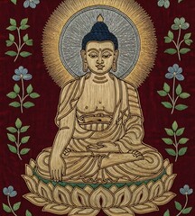 Obraz premium Meditating Buddha with a Golden Aura and Lotus Throne