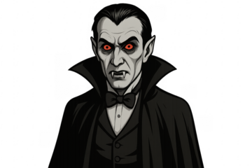 Nosferatu vampire looking menacing with transparent background
