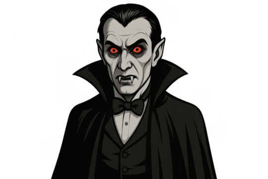 Nosferatu vampire looking menacing with transparent background