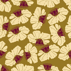 Trendy exotic hand drawn flowers seamless pattern. Floral background for textile, wallpaper, banner, covers, surface, printing and home decor. Flower vector illustration.