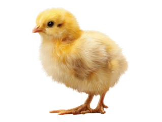 Fluffy yellow chick on transparent background