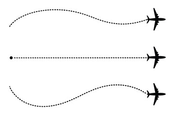 Airplane Trajectories in Black and White Demonstrating Different Flight Paths and Travel Concepts for Aviation Illustration and Travel Planning
